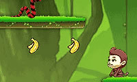 Peu de singes sautant de bananes