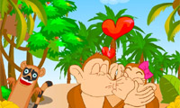 かわいい猿のキス