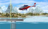 水の上を着陸のヘリコプター