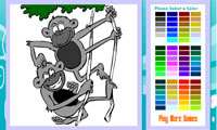 Scimmie nella giungla da colorare